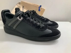LOUIS VUITTON HERREN SCHWARZ LEDER GESCHNÜRT SNEAKER GR 9 UK (10 US) HERGESTELLT IN ITALIEN - Bild 1 von 18
