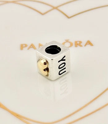 LIMITED EDITION New Pandora Two-Tone 'I Love You' Square Dice Charm 790200 - Image 1 of 4