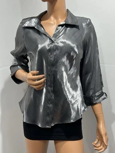 Camicetta da discoteca grigia da donna 1830 Eighteen Thirty taglia M/L maniche a 3/4 - Foto 1 di 8