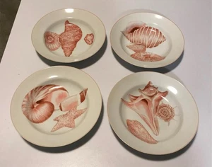 Set Of 4 - Vintage Fitz & Floyd 1976 Coquille Lg Rim Soup Bowls - Peach Shells - Picture 1 of 8