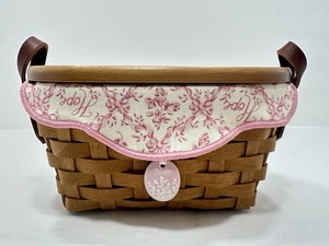 2005 Longaberger Horizon of Hope Basket Liner and Cute Ribbon Leather Handles - Picture 1 of 12