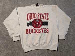 Maglione vintage Ohio State Buckeyes uomo grande grigio anni 90 girocollo felpa  - Foto 1 di 8