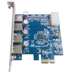 Desktop PC PCI-E To 4-port USB 3.0 Expansion Card NEC Chip 720201 - Afbeelding 1 van 5