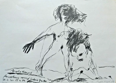 Angela Hampel - frühe Arbeit/DDR von 1984 selten, handsigniert  (2535) - Bild 1 von 4