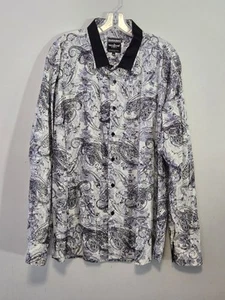BARABAS Classic Fit Cotton Shirt Gray White Black Paisley Button Down. Size XXXL - Picture 1 of 6