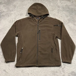 Free Country Hooded Fleece Jacket Men’s M Brown Full Zip Drawstring Outdoors - Picture 1 of 14