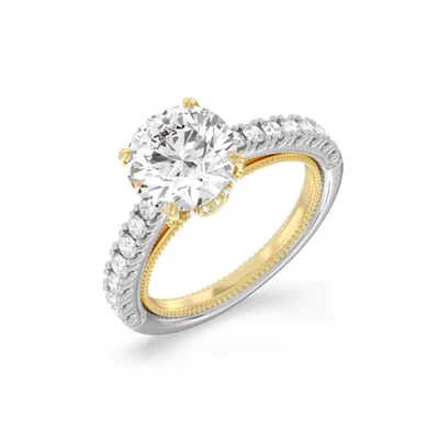 Engagement 14k Multitone Gold Ring Diamond Lab Grown Round 1.75 Ct IGI Certified - Image 1 of 4