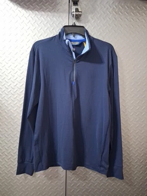 NUEVO SIN ETIQUETAS Polo Ralph Lauren Camisa Para Hombres Azul Polo Golf 1/4 Cremallera Azul Absorbente Golf Pequeña Foto 1 de 4