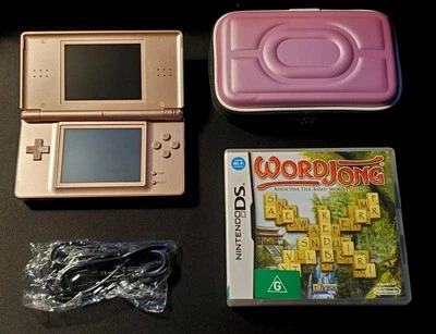 Nintendo DS Lite Metallic Rose Pink Handheld System + Charge Cable & Game - image 1 of 4
