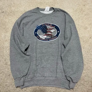 Jerzees Eagle American Tradition USA Flag Graphic Sweatshirt Grey Large - Picture 1 of 7