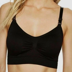 Coobie L97649 Womens Black Ruched Seamless Stretch V-Neck Nursing Bra One Size - Picture 1 of 3