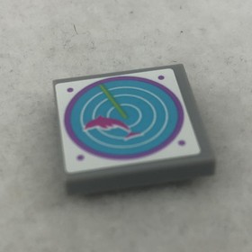 LEGO 3068pb0996 Light Bluish Gray Tile 2 x 2 W/ Dark Pink Dolphin on Radar (x1)