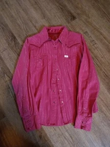 Pink Fancy formal casual snap button dressy blouse for girls teens - Picture 1 of 4