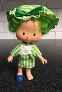 Bambola vintage 1979 lime chiffon fragola shortcake verde bianco vestito e cappello a righe - Foto 1 di 6