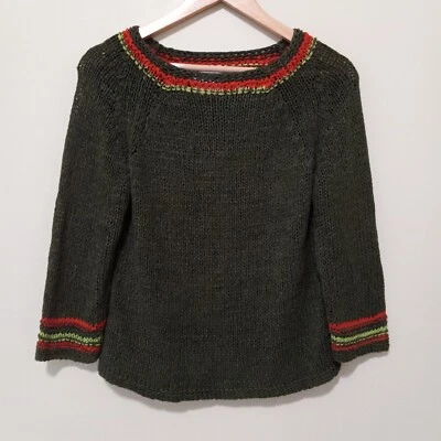 MICHAEL SIMON  Womens Green Red Knit Acrylic Blend Sweater Top Size M - Image 1 of 3