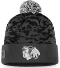 Chicago Blackhawks Nhl Fanatics Military Ap Black Grey Camo Cuffed Knit Hat Cap