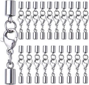 20 Stck. Edelstahl Lederband Enden mit Karabinerverschluss Verbinder für Schmuck - Bild 1 von 12