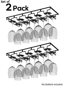 set of 2 Pack, Goblet Glass Holder Drink Goblet Holders Storage Rack Metal BlacK - Picture 1 of 9