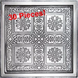 Grid System Pop In, 24" x 24", Piastrelle per Soffitto in PVC, ANCARA Argento Nero, 30 Pezzi - Foto 1 di 3