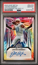 2023 Leaf Metal Justin Herbert Tie Dye Prizm Auto #'d 1/1 True 1-of-1 PSA 10 GEM