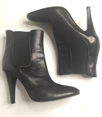 Botines Escada Chelsea Tacón Mujer Talla 39 8.5 Cuero Negro Punta Punta Foto 1 de 4