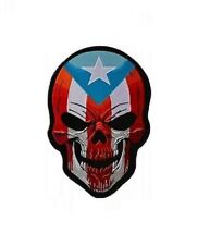 PUERTO RICO FLAG Skull 3" x 4.25" iron on patch (5137) Biker Vest (D13)