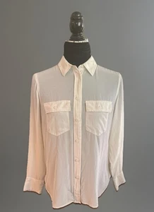 J. Crew Classic 100% Silk Button Down Blouse Ivory Women’s Size 4/Medium - Picture 1 of 9