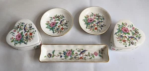 Aynsley Pembroke Fine Bone China 5 Piece Set Plates & Trinket Boxes - Picture 1 of 14