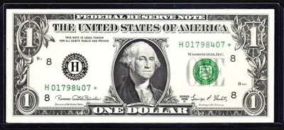 Fr. 1907-H*  1969-D  $1  ST. LOUIS  FRN  H/* BLOCK  CRISP NEW CONDITION - Image 1 of 2