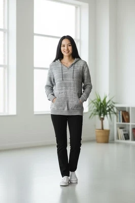 American Rag с капюшоном хлопок кабель трикотажа толстовка размер средний светло-серый - Изображение 1 из 4