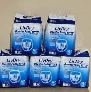 LivDry Inkontinenz Booster Pads, Verwendung mit Erwachsenenwindeln für Frauen & Männer 16ct x 5 - Bild 1 von 4