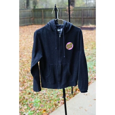 Moletom com capuz Santa Cruz zíper completo logotipo rosa - Imagem 1 de 4