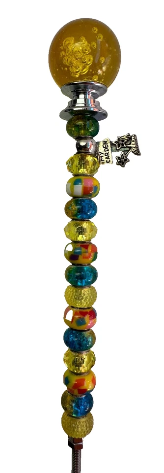 Estacas decorativas de plantador de fadas com contas de vidro acento e etiqueta "My Garden" 9" - Imagem 1 de 4