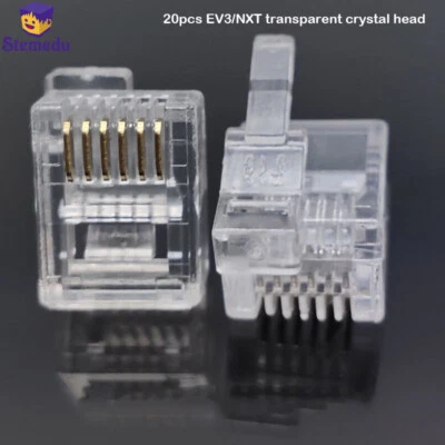 20 PIEZAS RJ12 6 polos NXT cabeza de cristal transparente 6P6C broca de hebilla transparente para EV3 Foto 1 de 4