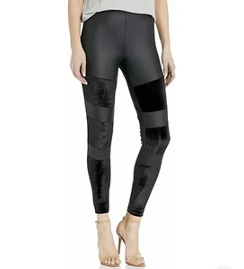 NEU Yummie Leggings Damen Größe M High Rise Samt Glanz Moto Schwarz Skinny - Bild 1 von 10