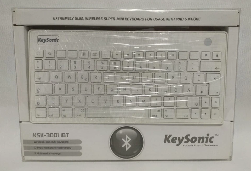 KeySonic Wireless Mini Keyboard KSK-3001 iBT Tastatur für iPad Iphone Bluetooth - Bild 1 von 3