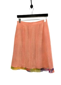 Chanel 00T Coral Chiffon Accent Tweed Skirt - MEDIUM - Picture 1 of 8