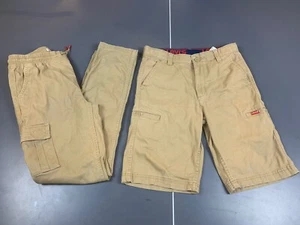 Lot Of 2 Levi’s Boys Pants Size 14 And Shorts Size 16 Khaki/Tan - Picture 1 of 13