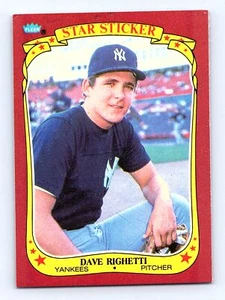 Dave Righetti Card 1986 Fleer Star Stickers #97 New York Yankees - Picture 1 of 2