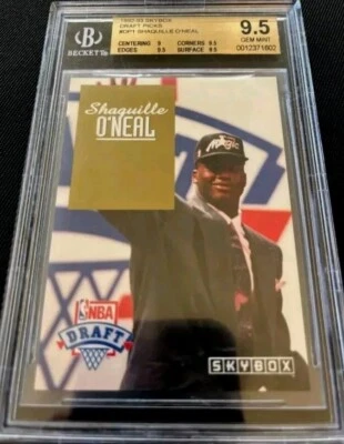 1992 Draft Picks DP1 Skybox Rookie Shaquille O'Neal BGS 9.5 GEM MINT 92-93 Rc Yr - Image 1 of 2