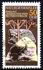 Deutschland DDR gestempelt Natur Denkmal Rauenscher Stein Findling Baum / 1020