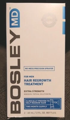 Bosley Men's Hair ReGrowth Treatment 5% Dropper 2 x 60 ml 05/24 New XTRA STRNGTH - Image 1 of 3