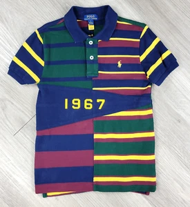 POLO RALPH LAUREN Kids striped cotton mesh polo shirt size 7 youth - Picture 1 of 7