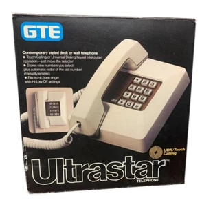 NEW IN BOXE VINTAGE TELEPHONES GTE ULTRASTAR TOUCH CALLING ALMOND COLOR 1985 - Picture 1 of 2