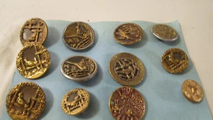 Lot 0f 12 Antique Victorian Brass Buttons Bird Theme - Picture 1 of 10
