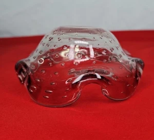 Cenicero burbuja de Murano baratija cuenco de colección festoneado bullicante amatista arte violeta - Imagen 1 de 11