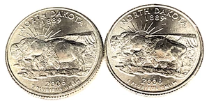 # C221    NORTH DAKOTA  STATEHOOD  QUARTERS, P & D  from  MINT ROLLS - Picture 1 of 2