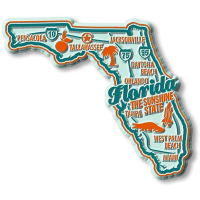 CLASSIC MAGNETS MADE WITH PRIDE IN THE USA Florida Premium State Magnet by Classic Magnets, 3.4" x 2.9"