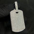3.00Ct Round Cut Moissanite Dog Tag Charm Pendant 14K White Gold Plated Silver