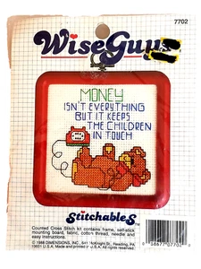 Wise Guys Stitchables 7702 Counted Cross Stitch Kit Dimensions 1988 NOS MONEY - Picture 1 of 4
